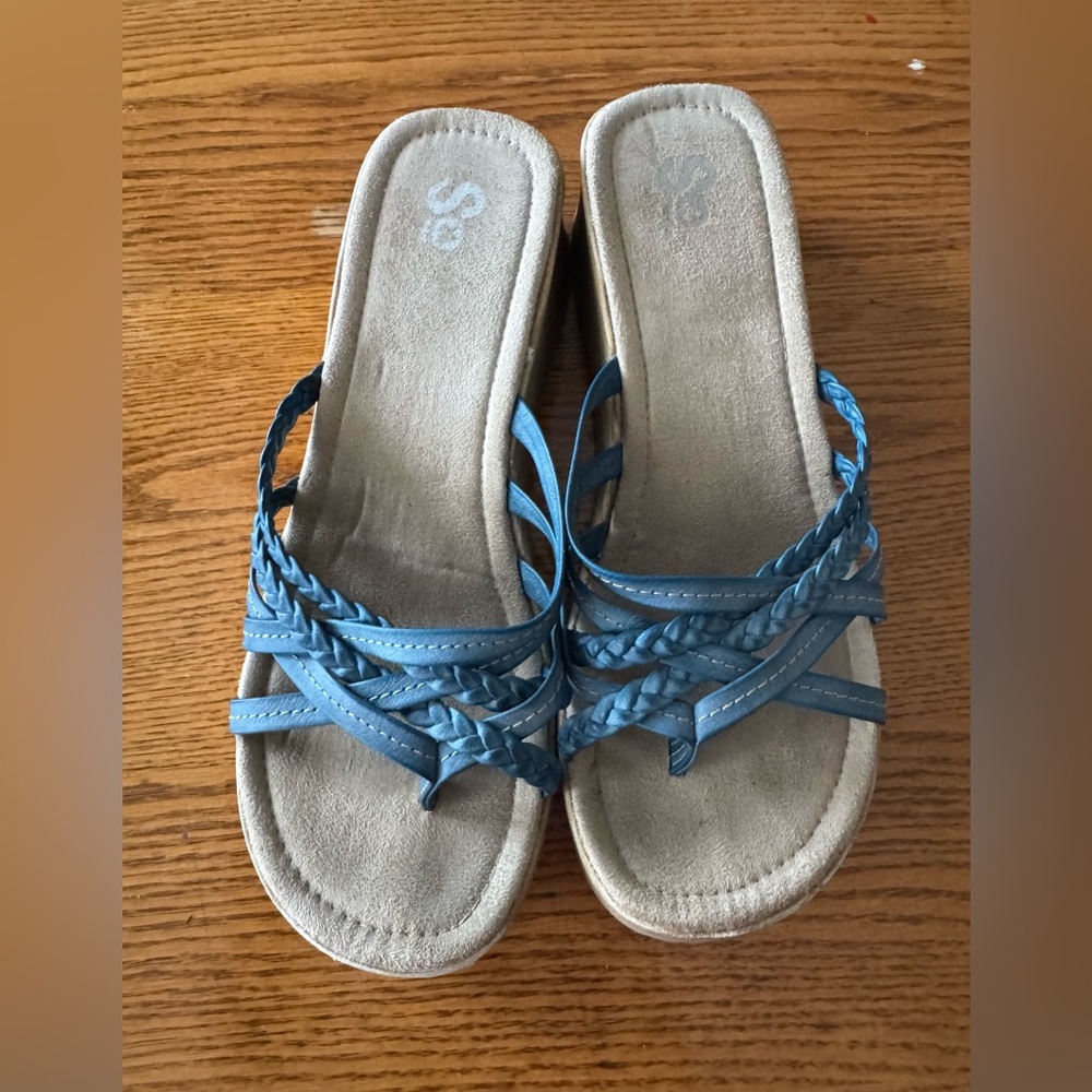 SO Blue Sandals Comfortable Slip-On Design